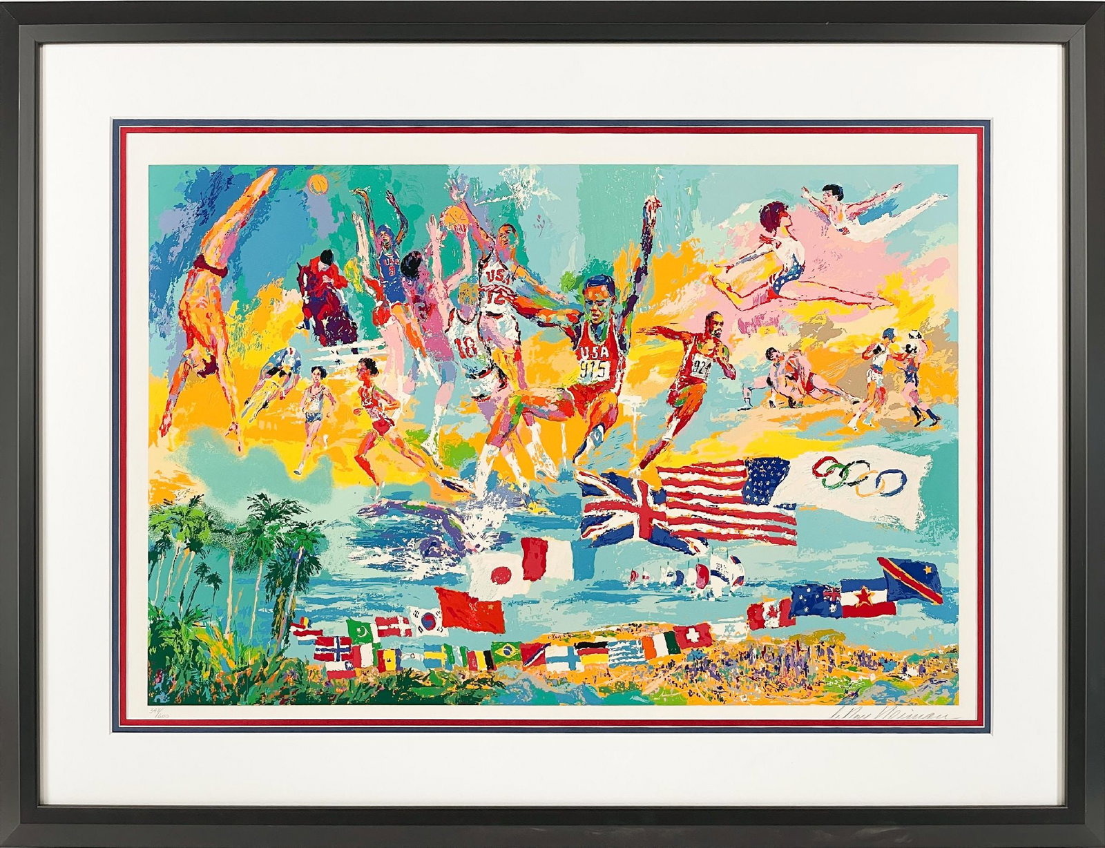 LeRoy Neiman - American Gold: Artist: LeRoy NeimanTitle: American GoldYear: 1984Dimensions: 28 x 42 in.Medium: Serigraph on paperCondition: ExcellentSignature Details: Signed and numbered in pencilComes with Letter of