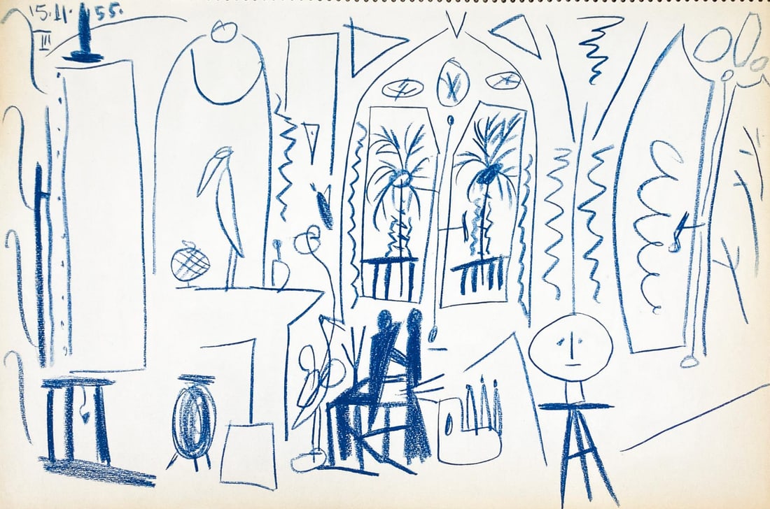 Pablo Picasso (After) - Untitled Sketchbook Page 40: Artist: Pablo Picasso (After)Title: Untitled Sketchbook Page 40Year: 1960Dimensions: 10in. by 16.5in.Edition: From the rare edition of 100Publisher: Cercle d'Art FranceSuite: Carnet de la