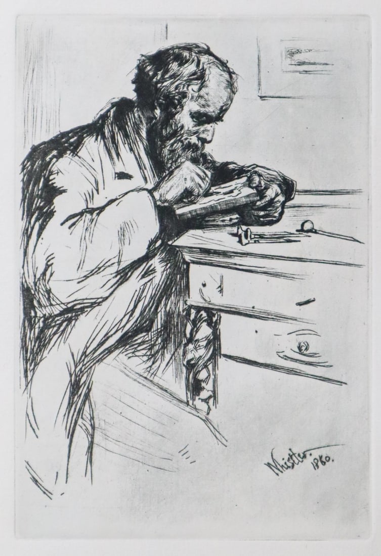 James McNeill Whistler (After) - Riault The Engraver: Artist: James McNeill Whistler (After)Title: Riault The EngraverDimensions: 4.75in. by 7in.Edition: From the rare limited editionMedium: Original Ecthingand Drypoint printed on laid paperCondition: