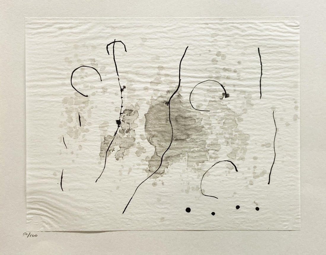 Joan Miro - Untitled: Artist: Joan MiroTitle: Untitled Year: 1963Dimensions: 14in. by 11 1/2in.Edition: From the rare limited edition of 100Publisher: Maeght EditeurSuite: Trace sur l eauMedium: Color Offset Lithographs