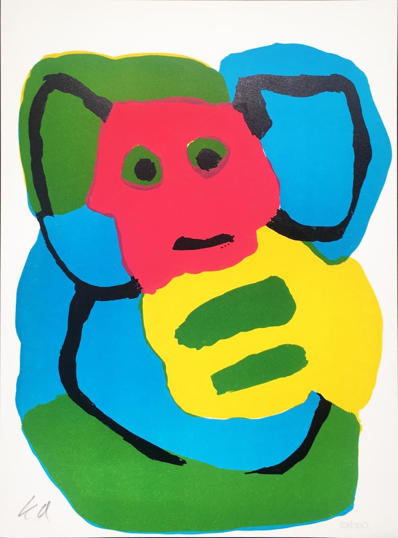 Karel Appel - The Bear: Artist: Karel Appel Title: The Bear Dimensions: 15in. by 11in. Edition: Numbered from the Rare Limited Edition of 300 Medium: Original Lithograph in Colors on Paper