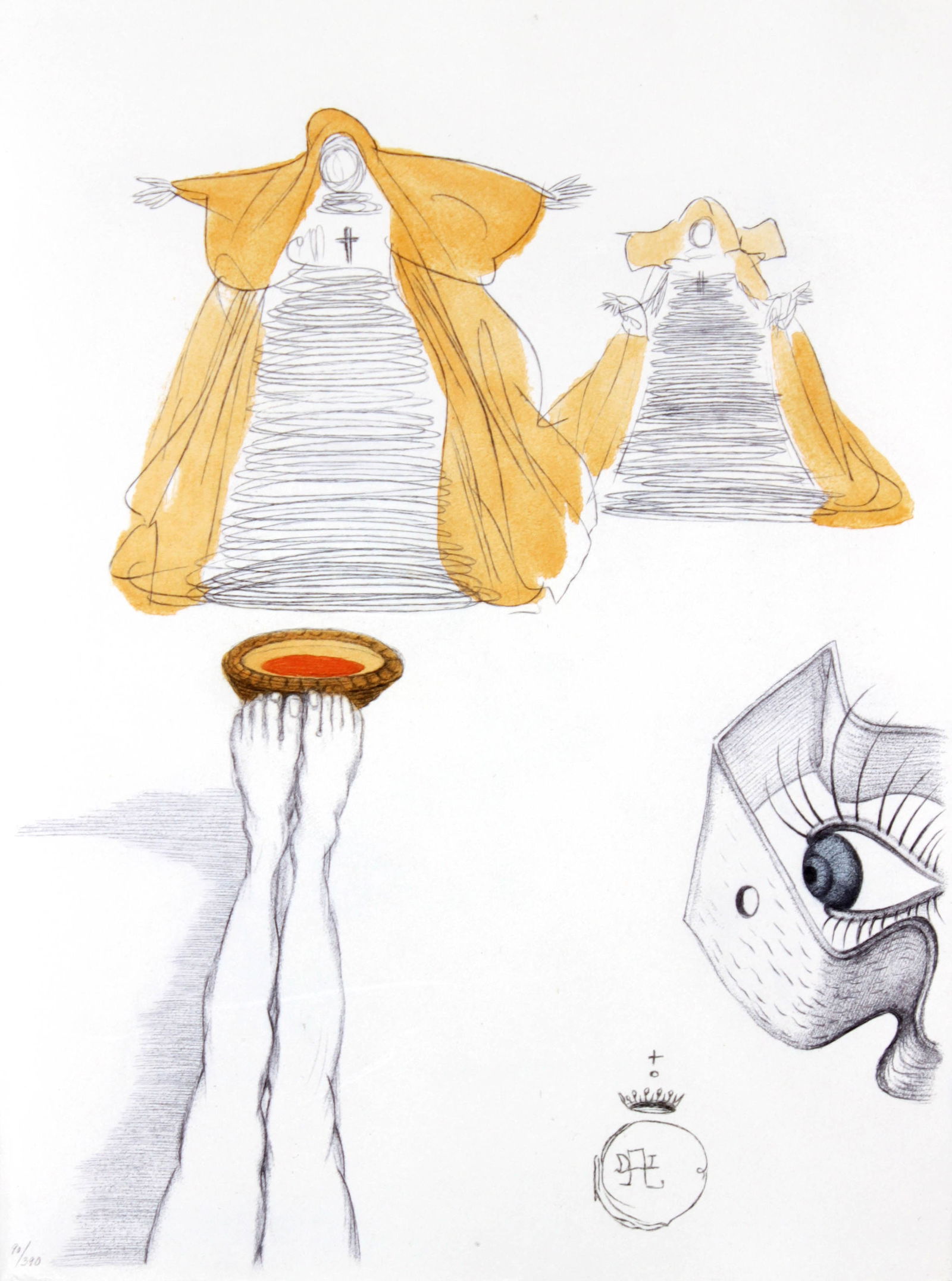 Salvador Dali - Eye Watches from Peephole: Artist: Salvador DaliTitle: Eye Watches from PeepholeYear: 1967Dimensions: 14 3/4 x 11 in.Edition: From the limited edition of 390Publisher: Au Cercle du livre precieux, ParisSuite: CasanovaMedium: