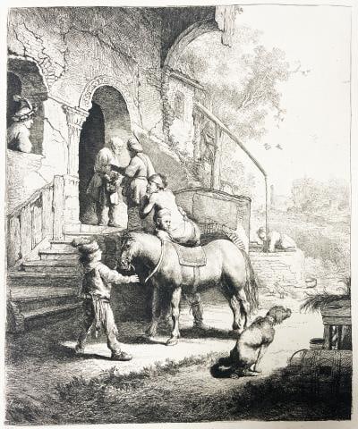 Rembrandt van Rijn (After 1883) - The Good Samaritan: Artist: Rembrandt van Rijn (After 1883)Title: The Good SamaritanYear: 1883Dimensions: 10.5in. by 9in.Edition: From the rare limited editionSuite: LOeuvre Complet De RembrandtMedium: Heliogravure