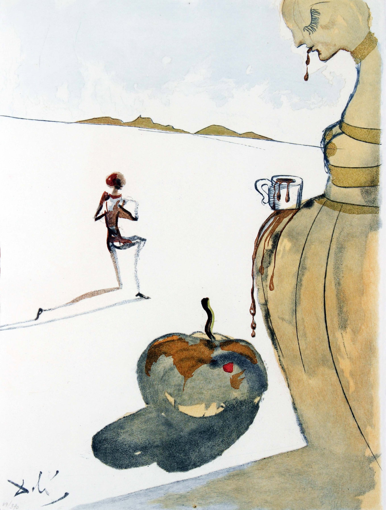 Salvador Dali - Cup of Chocolate: Artist: Salvador DaliTitle: Cup of ChocolateYear: 1967Dimensions: 14 3/4 x 11 in.Edition: From the limited edition of 390Publisher: Au Cercle du livre precieux, ParisSuite: CasanovaMedium: Original
