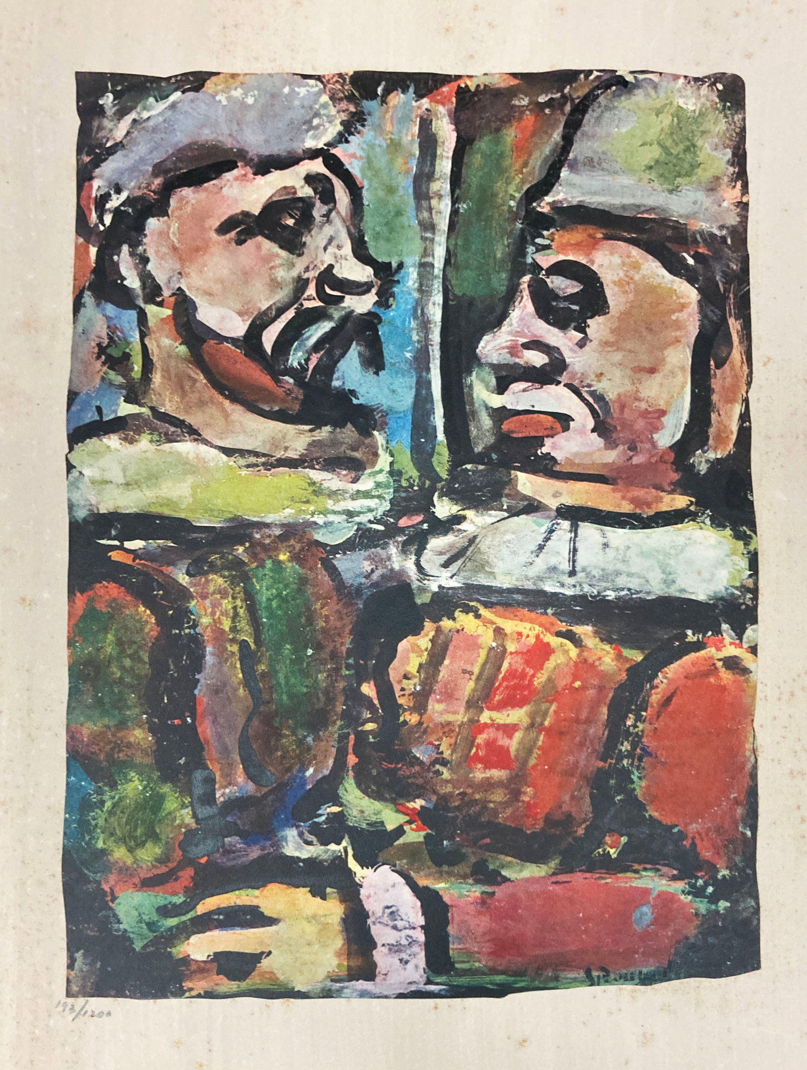 Georges Rouault - Les Jeux Letus: Artist: Georges RouaultTitle: Les Jeux LetusYear: 1943Dimensions: 17 x 12 1/2 in.Edition: From the rare limited edition of 1200Publisher: Revue VerveSuite: DivertissementMedium: Lithograph on arches