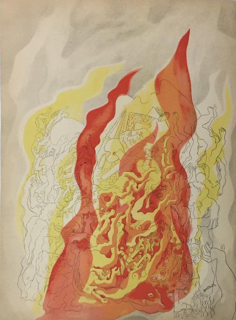 Abraham Rattner - Fire: Artist: Abraham Rattner Title: Fire Year: 1937 Dimensions: 14in. by 10in. Weight: 0 Edition: From the rare limited edition Publisher: Teriade for