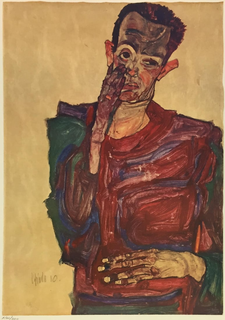 Egon Schiele (After) - Self Portrait: Artist: Egon Schiele (After)Title: Self PortraitYear: 1969Dimensions: 19 3/4in. by 14 1/4in.Edition: From the Rare Limited Edition of 300Publisher: Harry N. Abrams Inc.Suite: Watercolours and