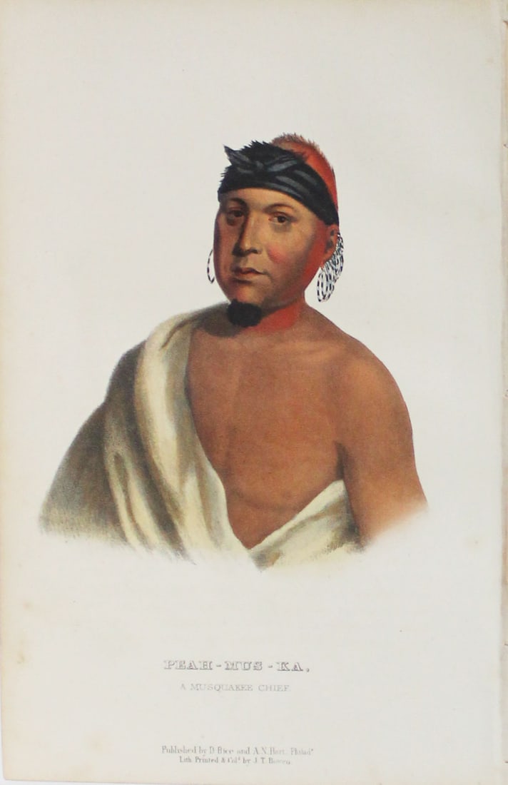 Charles Bird King - Peah Mus Ka: Artist: Charles Bird KingTitle: Peah Mus KaYear: 1858Dimensions: 10 1/2in. by 6 3/4in.Edition: From the rare limited editionPublisher: D. Rice and A.N. Hart PhiladelphiaSuite: History of the Indian