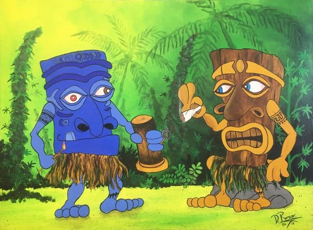 Damon Ramsey - Pakalolo Valley: Artist: Damon RamseyTitle: Pakalolo ValleyYear: 2013Dimensions: 18in. by 24in.Edition: Unique One of a Kind ArtworkMedium: Original Acrylic on CanvasCondition: ExcellentSignature Details: Hand Signed