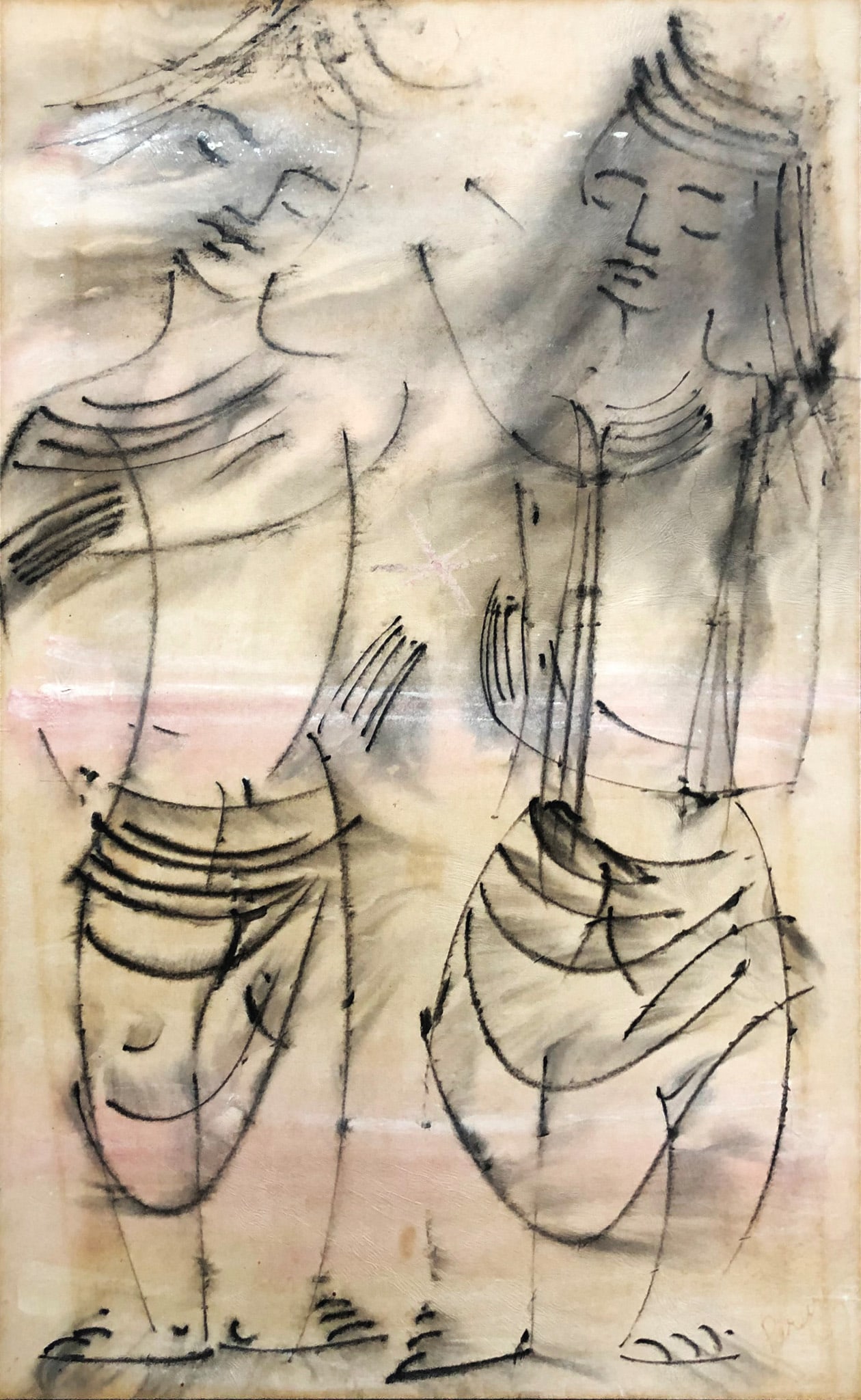 Irene Rice Pereira - Untitled (Two Women): Artist: Irene Rice PereiraTitle: Untitled (Two Women)Year: 850Dimensions: 23 1/2 x 38 in.Edition: From the rare limited editionGouache on rice paperCondition: ExcellentSignature Details: Signed by