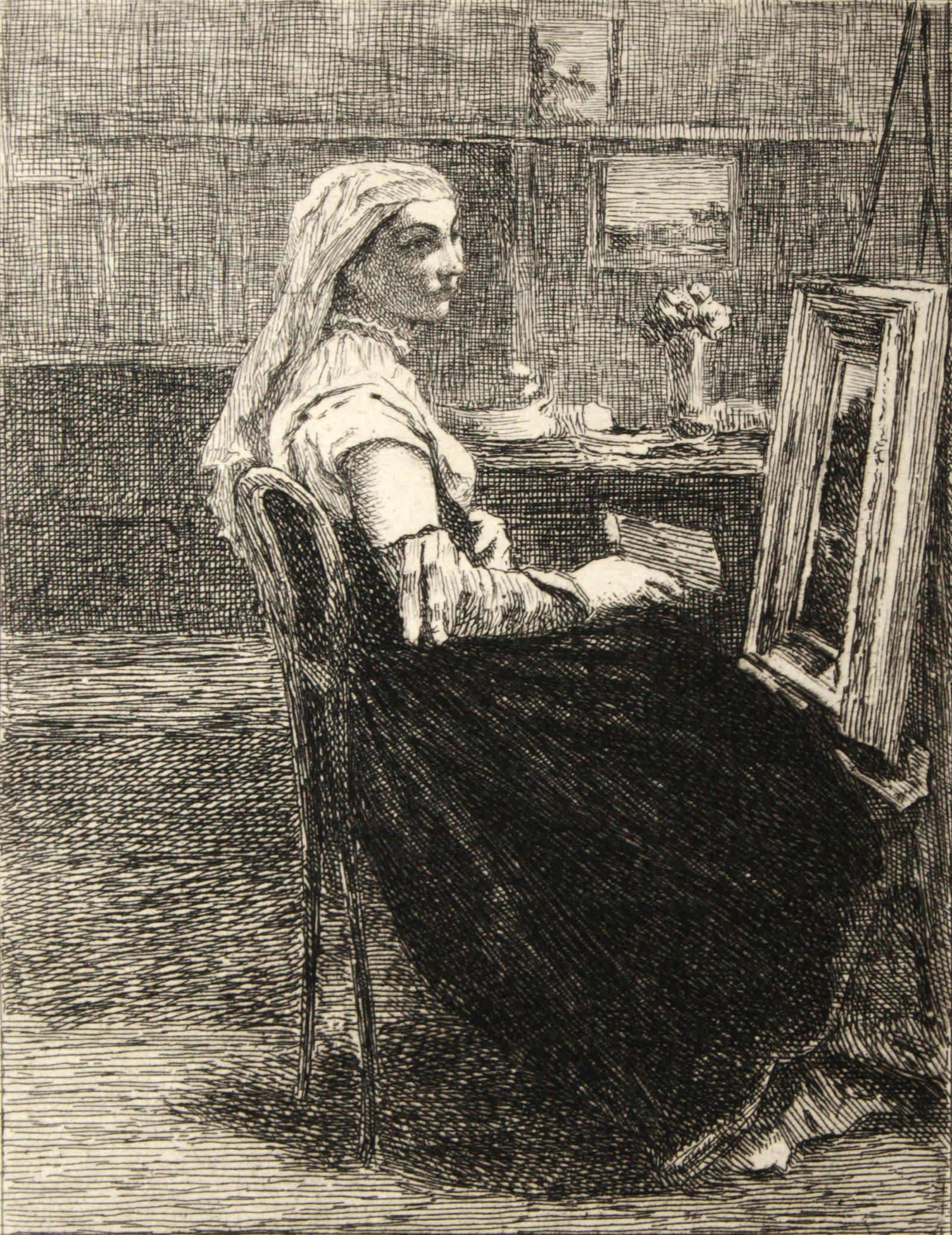 Jean Baptiste Camille Corot (After) - Femme Assise Devant Un Chevalet: Artist: Jean Baptiste Camille Corot (After)Title: Femme Assise Devant Un ChevaletYear: 1873Dimensions: 11 1/2 x 8 in.Edition: From the rare limited editionPublisher: Galerie Durand-RuelSuite: Recueil