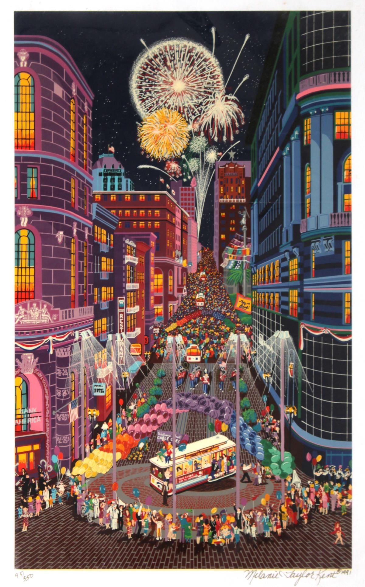 Melanie Taylor Kent - Return of the Cable Car: Artist: Melanie Taylor Kent Title: Return of the Cable Car Year: 1991 Dimensions: 18in. by 27in. Edition: From the Rare Limited Edition Publisher: Morse Harris