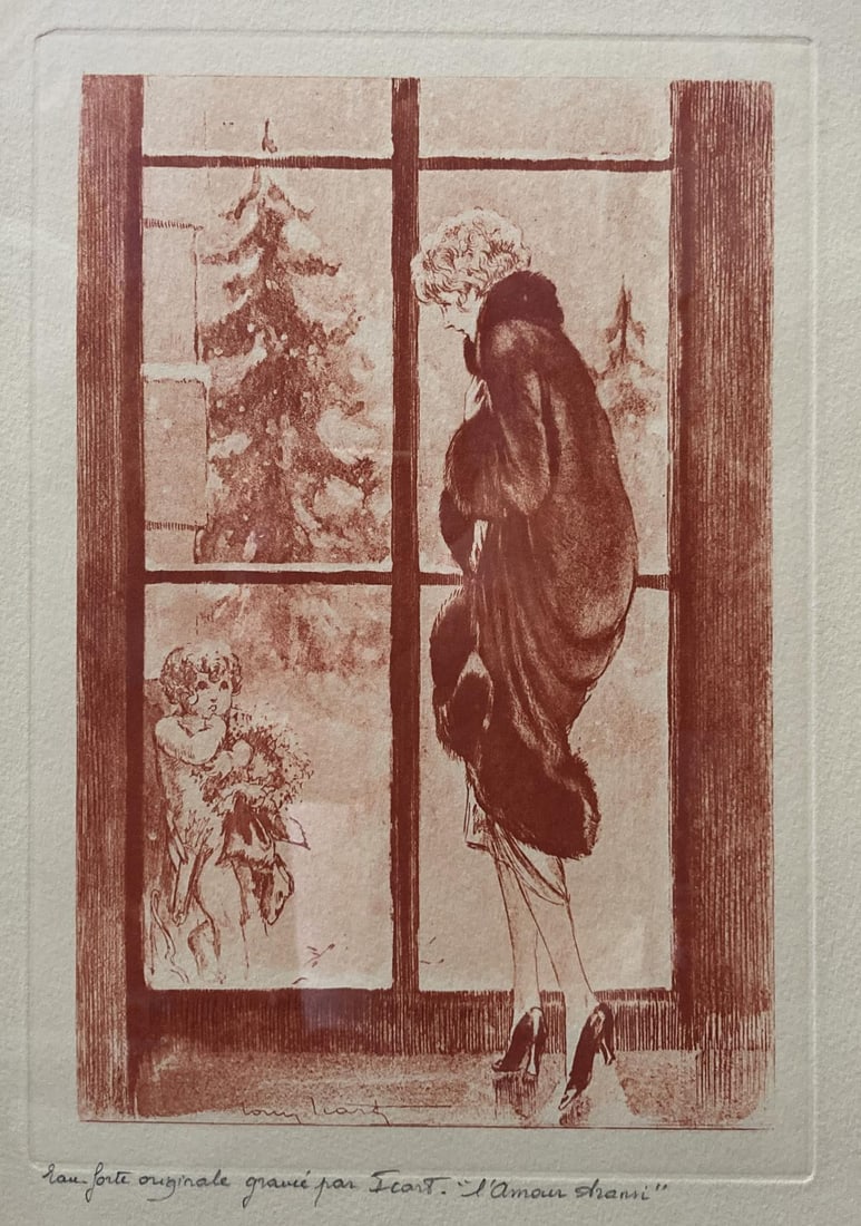 Louis Icart - L Amour: Artist: Louis Icart Title: L Amour Dimensions: 24in. by 20in. Edition: From the rare limited edition Medium: Original Engraving on paper Condition: Excellent