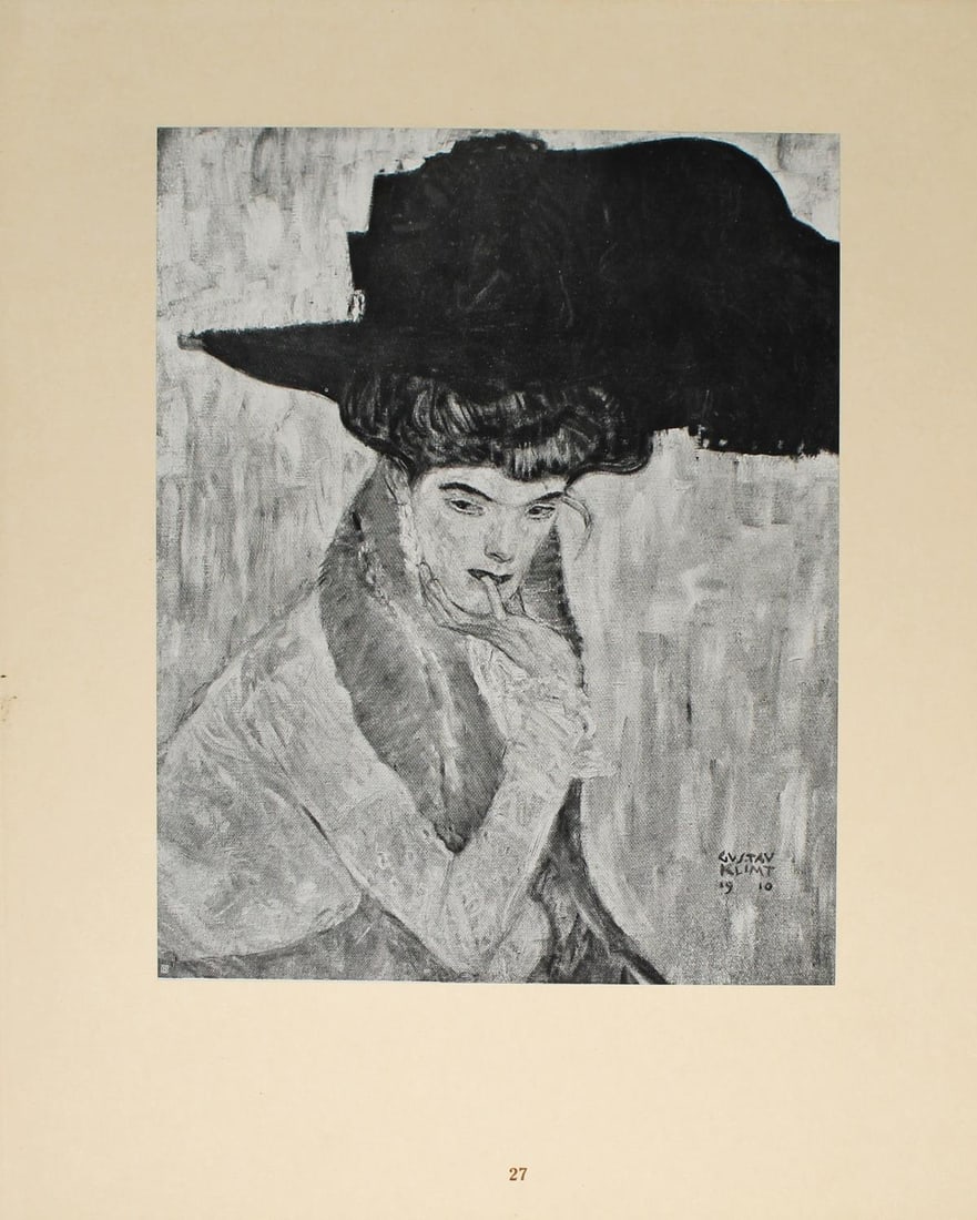 Gustav Klimt (After) - Der fchwarze Federnhut: Artist: Gustav Klimt (After) Title: Der fchwarze Federnhut Year: 1920 Dimensions: 11.5in. by 9.5in. Edition: From the rare limited edition of 500 Suite: Gustav Klimt by Max