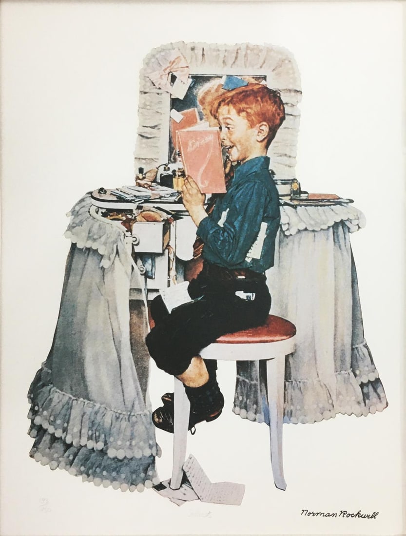 Norman Rockwell (After) - Secrets: Artist: Norman Rockwell (After) Title: Secrets Dimensions: 27 3/8in. by 20in. Edition: Numbered from the Rare Limited Edition of 750 Medium: Offset Lithograph in Colors