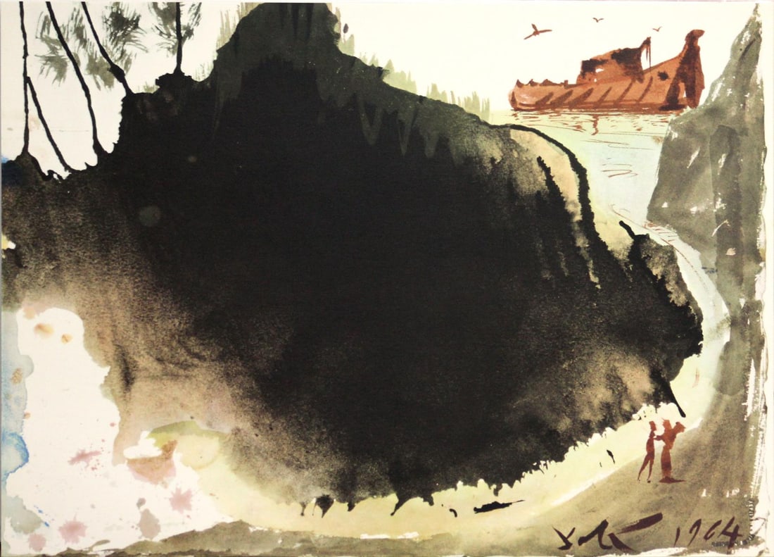 Salvador Dali - Flood Waters Over The Earth: Artist: Salvador Dali Title: Flood Waters Over The Earth Year: 1967 Dimensions: 19in. by 13.75in. Edition: From the rare limited edition Suite: Biblia Sacra Medium