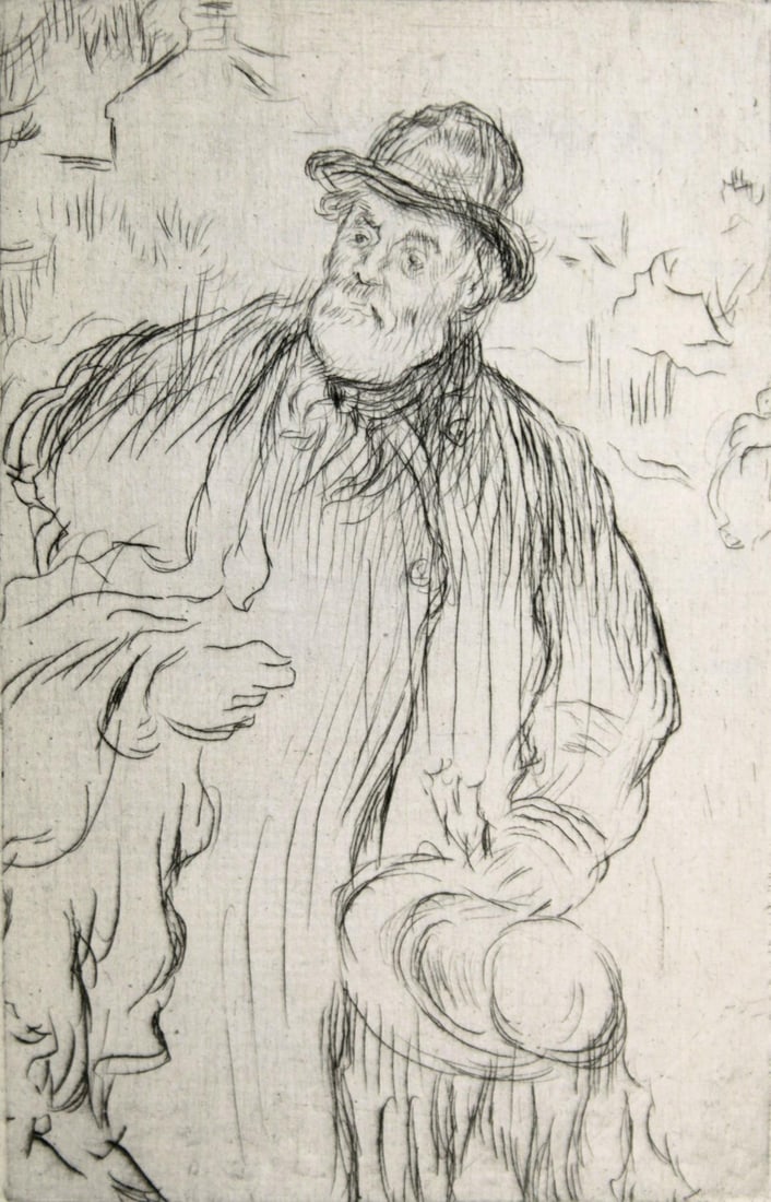 Jean-Francois Raffaelli - Self portrait: Artist: Jean-Francois Raffaelli Title: Self portrait Dimensions: 4in. by 6.5in. Edition: From the limited edition Medium: Original drypoint etching on laid paper Condition: