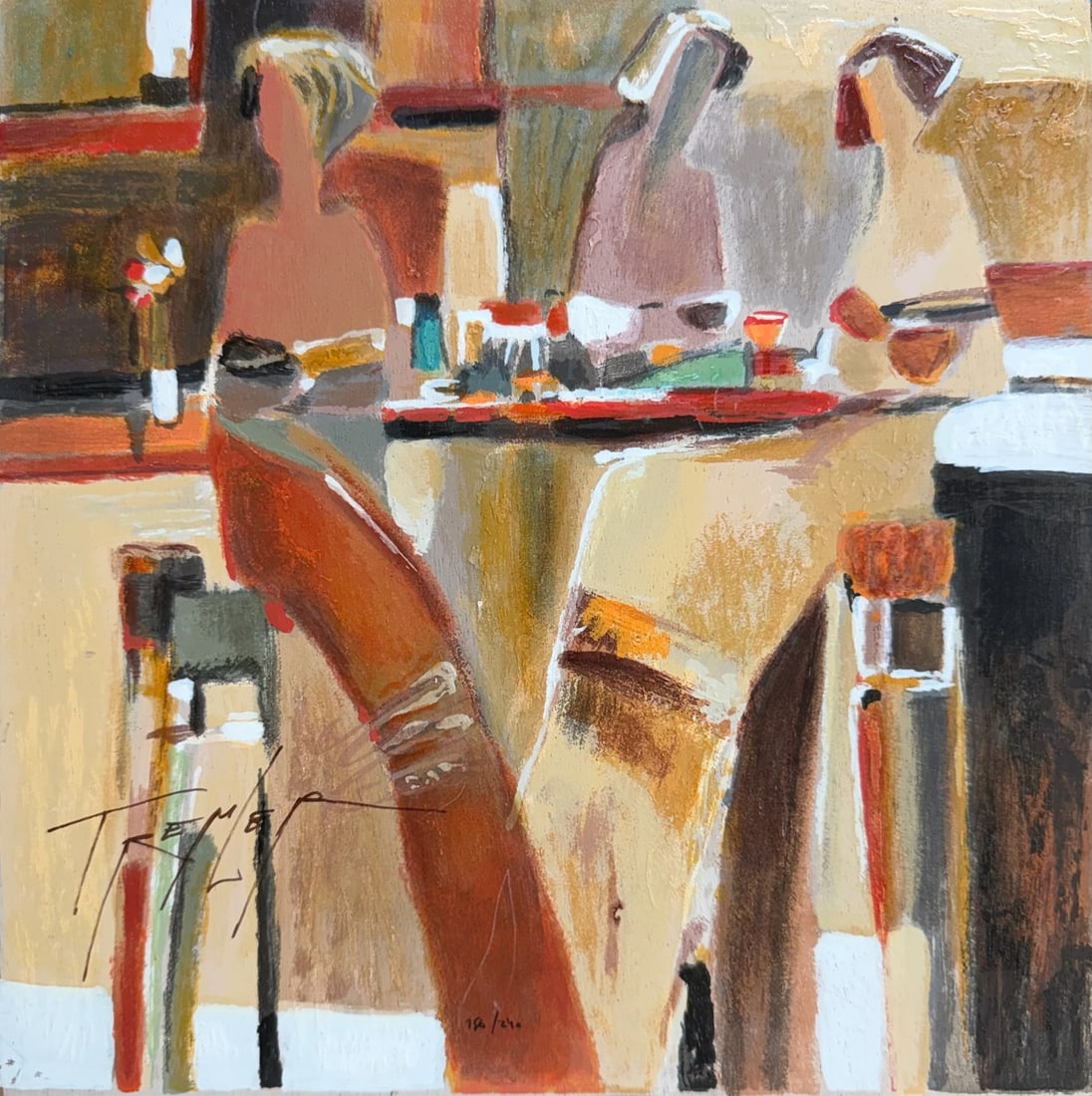 Yuri Tremler - Cocktail III: Artist: Yuri Tremler Title: Cocktail III Dimensions: 12 1/4 x 12 1/4 in. Edition: From the rare limited edition of 240 Medium: Original serigraph printed on wood Co