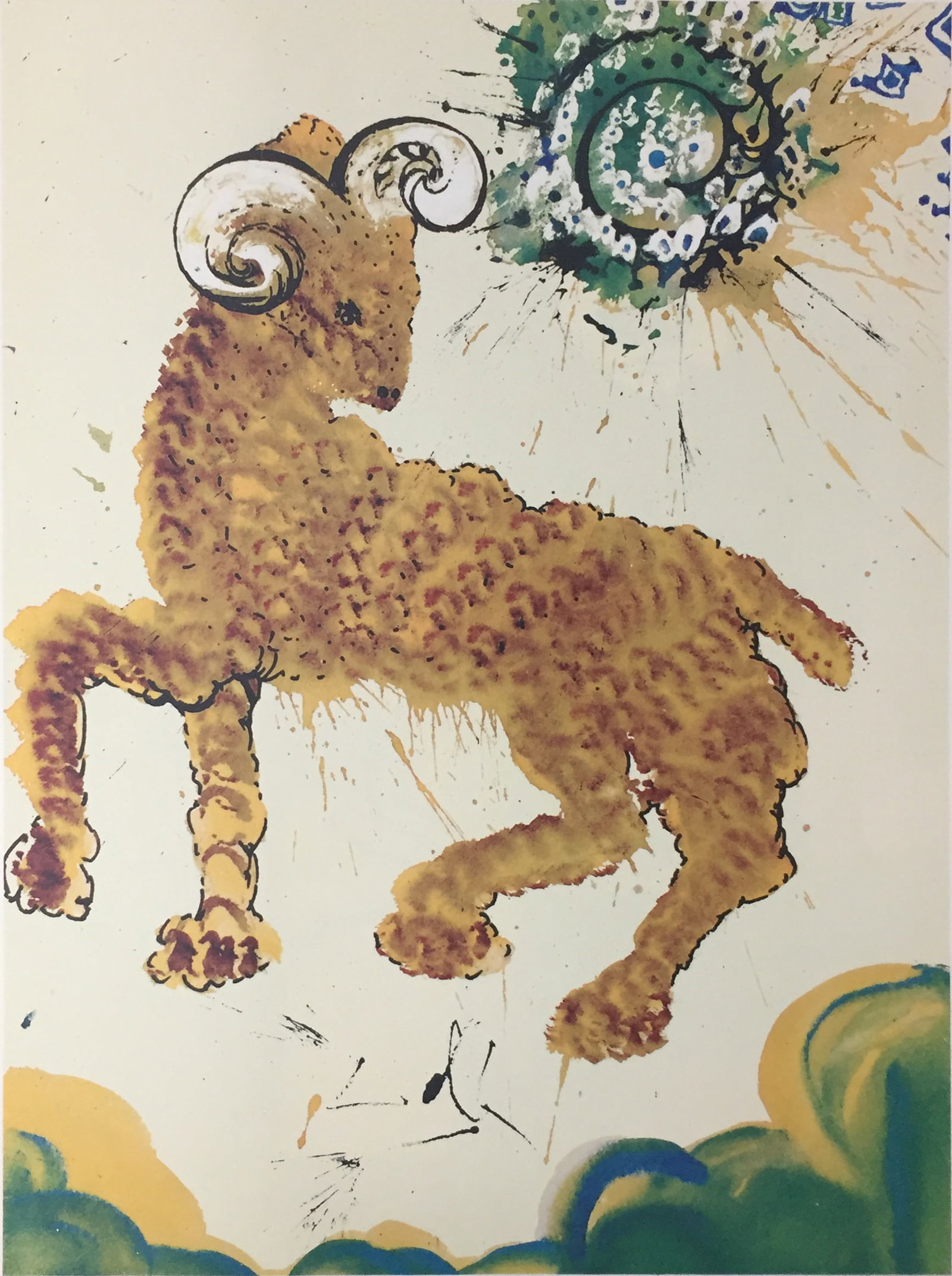 Salvador Dali - Aries: Artist: Salvador Dali Title: Aries Year: 1969 Dimensions: 14in. by 18in. Edition: From the Rare Limited Edition Publisher: Penn Prints Inc New York S