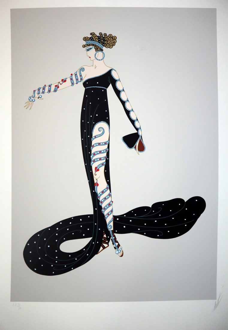 Erte - La Merveilleuse: Artist: Erte Title: La Merveilleuse Dimensions: 25in. by 18in. Edition: A.P. 35 From the rare limited edition of50 Medium: Serigraph on Paper Signature Details: