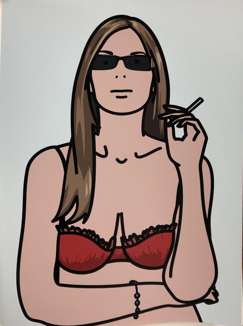 Julian Opie - Ruth Smoking 4: Artist: Julian Opie Title: Ruth Smoking 4 Year: 2005 Dimensions: 15.5in. by 11.5in. Edition: From the limited edition of 250 Publisher: Alan Cristea Gallery