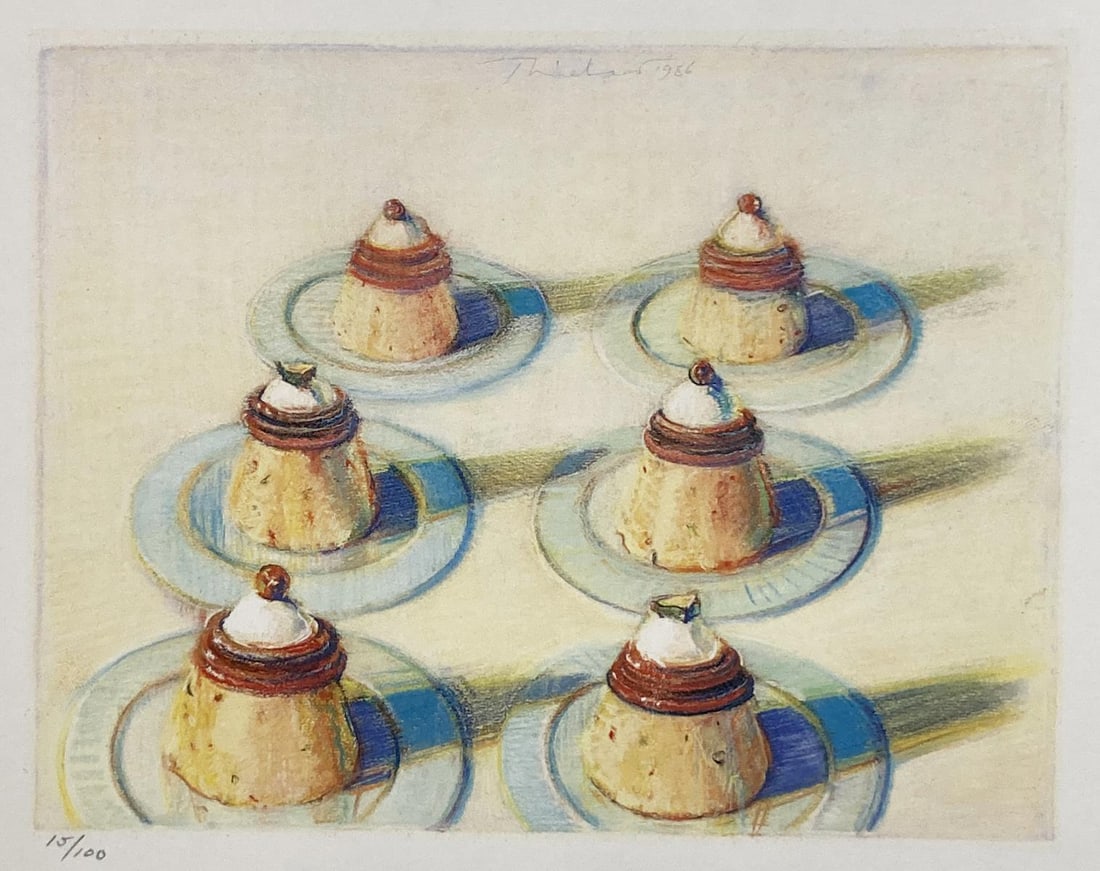 Wayne Thiebaud - Italian Desserts: Artist: Wayne Thiebaud Title: Italian Desserts Year: 1991 Dimensions: 9in. by 10.5in. Page Size Edition:From the Limited Edition Printed in 1991 plus Artist Proofs