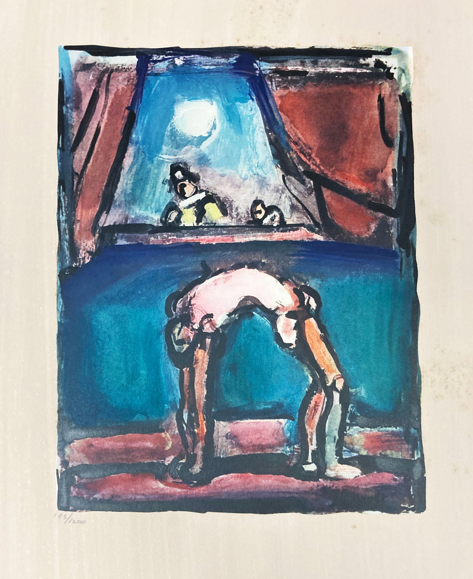 Georges Rouault - Aerobate: Artist: Georges Rouault Title: Aerobate Year: 1943 Dimensions: 17 x 12 1/2 in. Edition: From the rare limited edition of 1200 Publisher: Revue Verve
