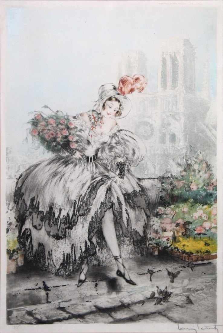 Louis Icart - Musetta: Artist: Louis Icart Title: Musetta Year: 1927 Dimensions: 20in. by 13 1/4in. Edition: From the rare limited edition Medium: Original etching with hand watercolo