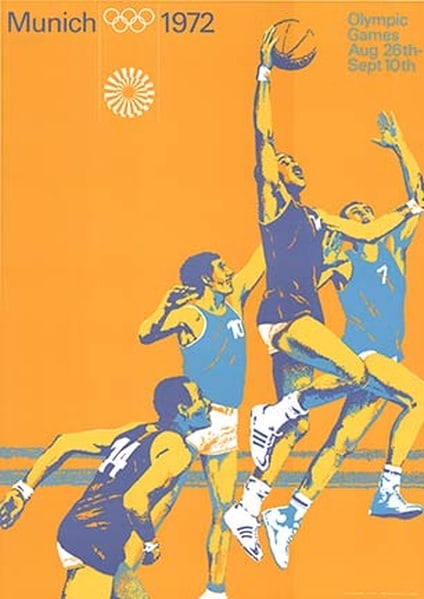 Max Muhlberger - Munchen 1972 Olympics Poster: Artist: Max Muhlberger Title: Munchen 1972 Olympics Poster Year: 1972 Dimensions: 47in. by 34in. Edition: From the Rare Limited Edition Medium: Serigraph on Pap