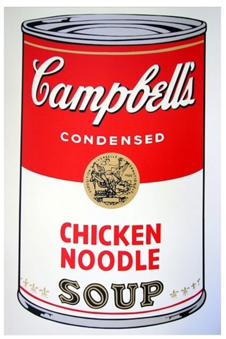 Andy Warhol After - Campbells Soup Can 11.45 Chicken Noodle Soup): Artist: Andy Warhol After Title: Campbells Soup Can 11.45 Chicken Noodle Soup) Dimensions: 35in. by 23in. Edition: From the "Sunday B. Morning" edition Medium: Screenprint on