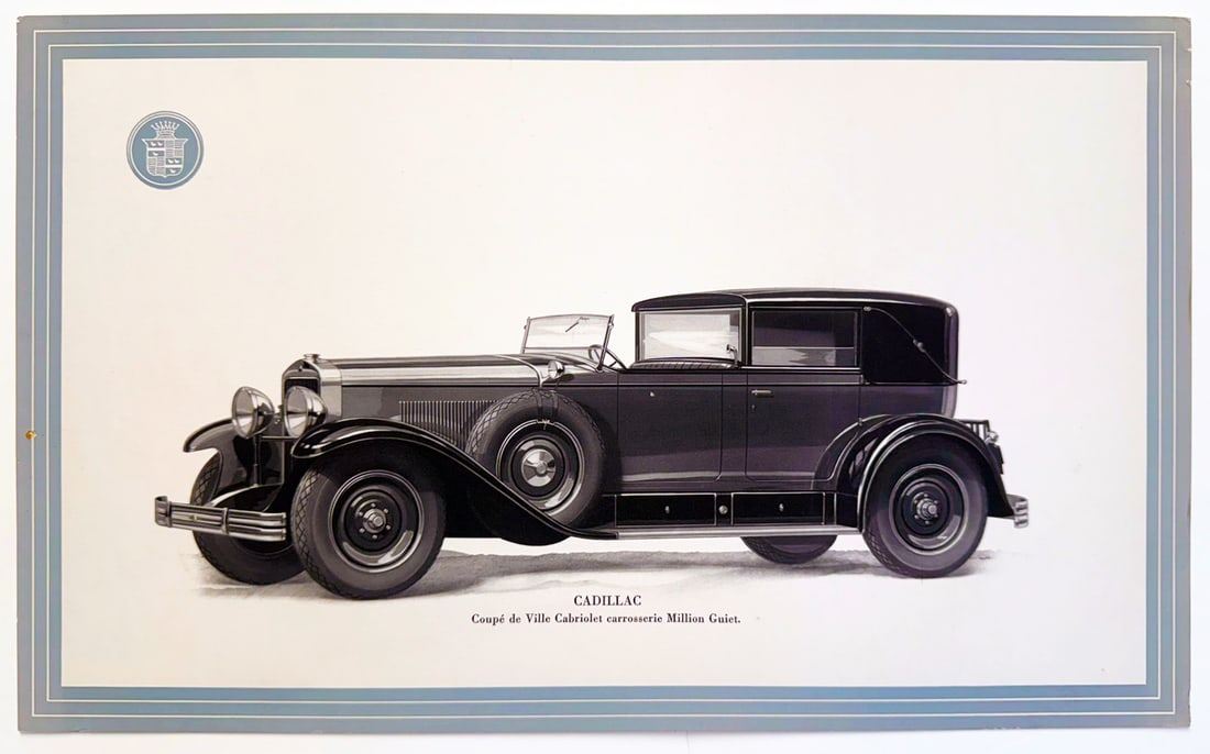 Unknown Artist - Original Showroom Print ""Cadillac Coupe de Ville Cabriolet carrosserie Million: Artist: Unknown Artist Title: Original Showroom Print ""Cadillac Coupe de Ville Cabriolet carrosserie Million Guiet"" Dimensions: 20 x 14 in. Edition: From the rare limited edition