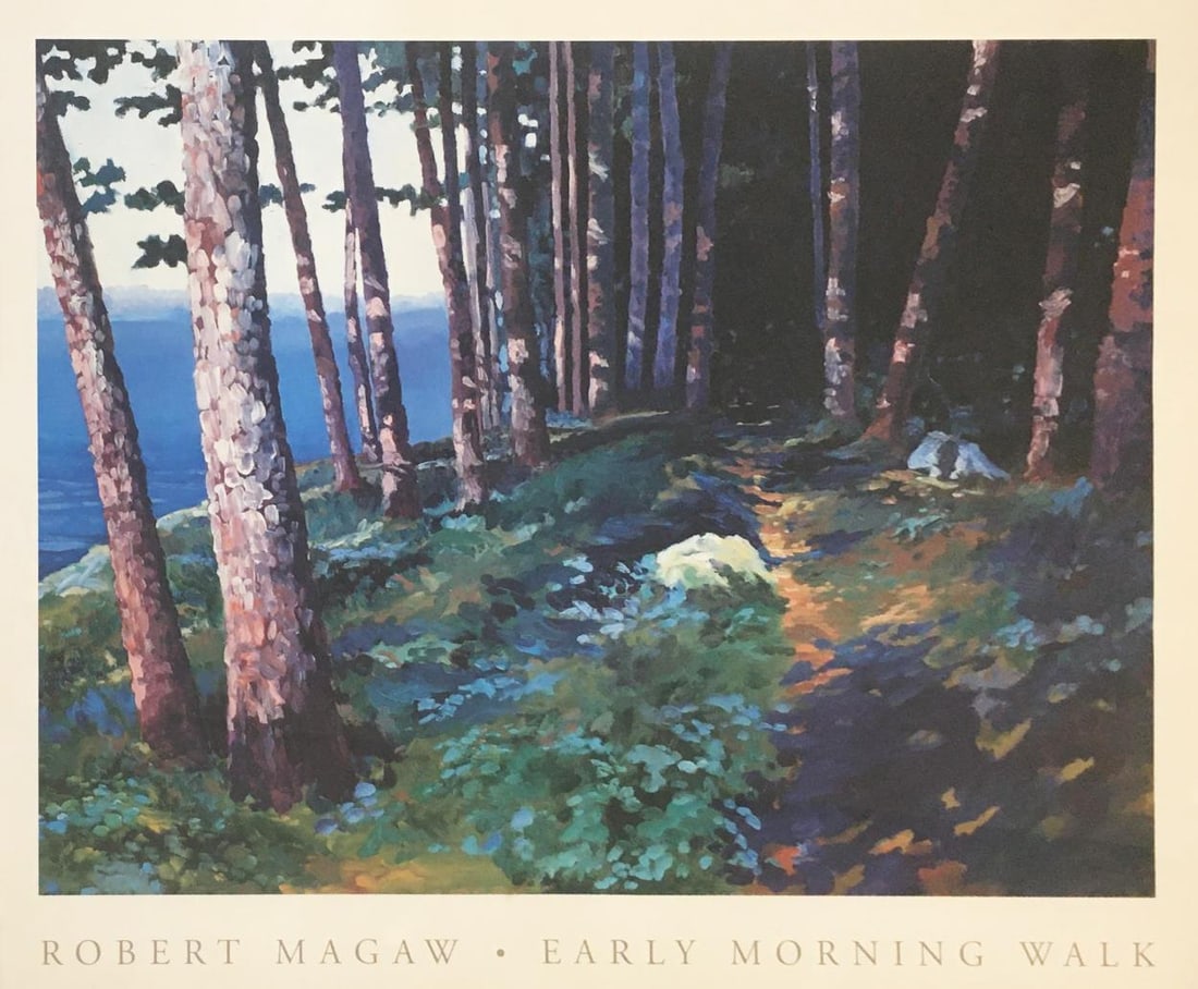 Robert Magaw - Early Morning Walk: Artist: Robert MagawTitle: Early Morning WalkDimensions: 27in. by 36in.Edition: From the Rare Limited EditionMedium: Offset Lithograph on PaperCondition: ExcellentComes with Letter of authenticity