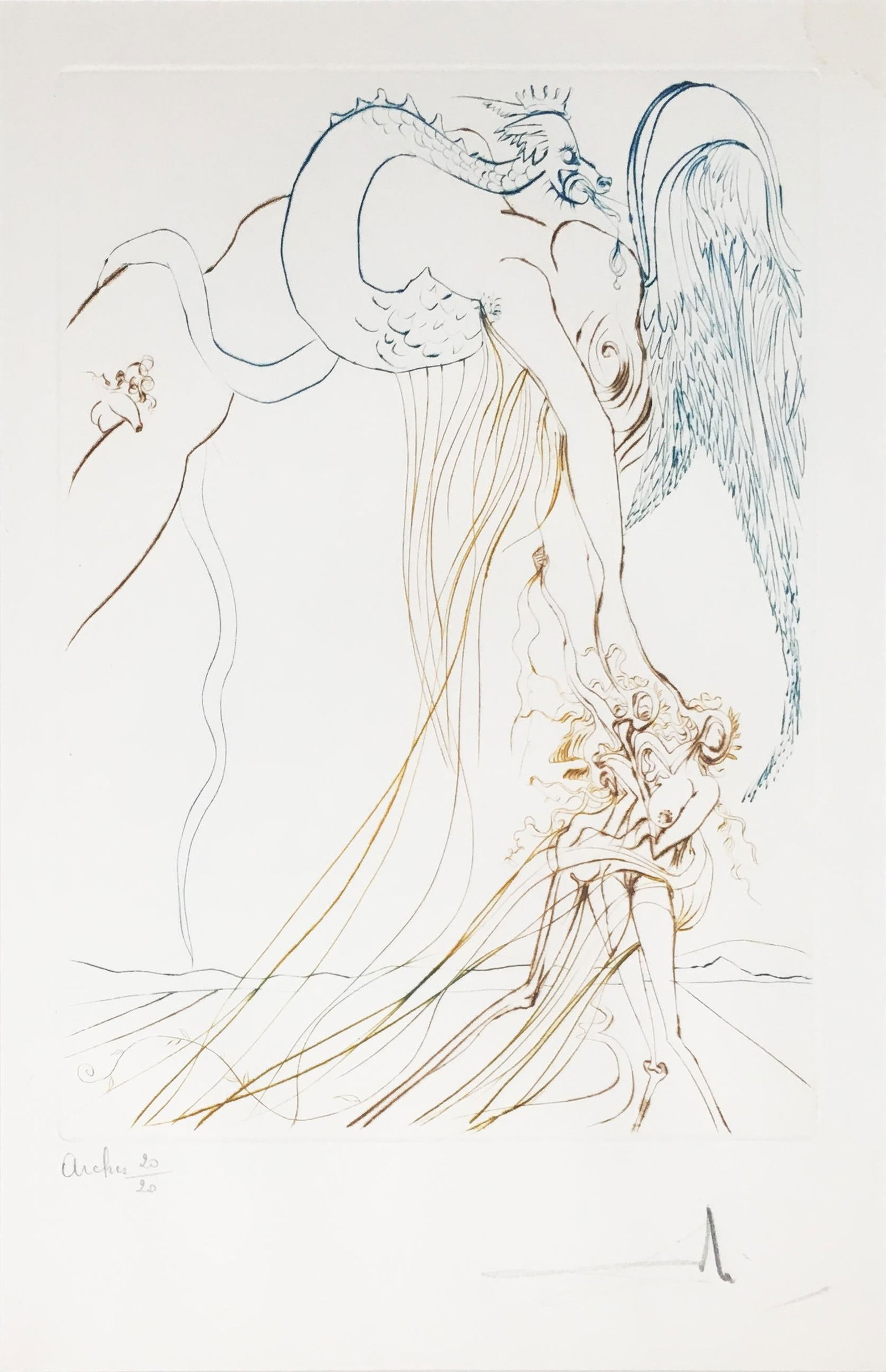 Salvador Dali - La Tentation (The Temptation): Artist: Salvador Dali Title: La Tentation (The Temptation) Year: 1974 Dimensions: 10 3/8in. by 8 3/16in. Edition: Numbered 20 From the Rare Limited Edition of 20 Pu
