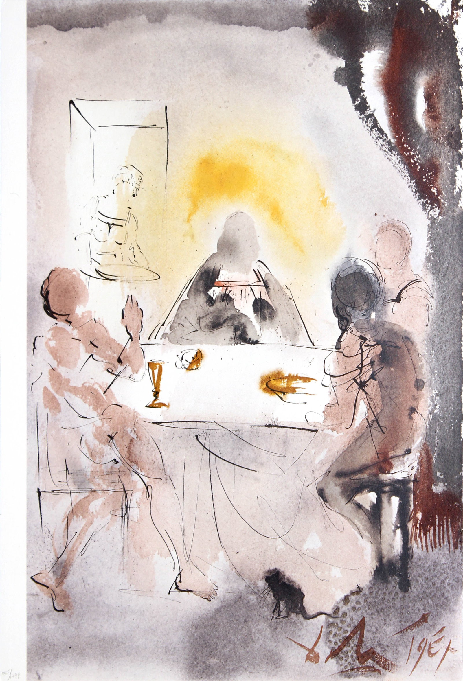 Salvador Dali - Et cognoverunt eum in fractione panis: Artist: Salvador Dali Title: Et cognoverunt eum in fractione panis Year: 1969 Dimensions: 19in. by 13.75in. Edition: From the limited edition of 1499 Publisher: