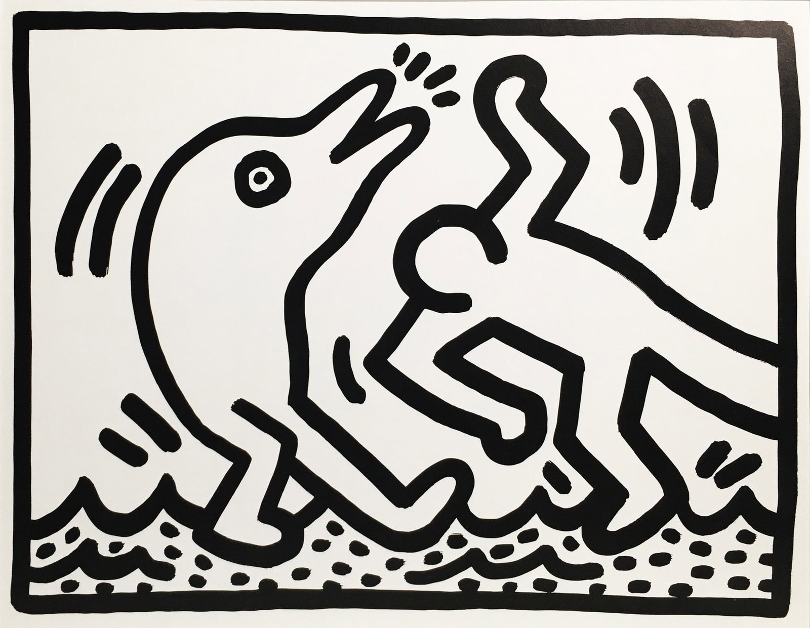 Keith Haring - October II: Artist: Keith Haring Title: October II Year: 1989-1990 Dimensions: 12 x 14 in. Edition: From the Rare Limited Edition Publisher: Pop Shop Suite: