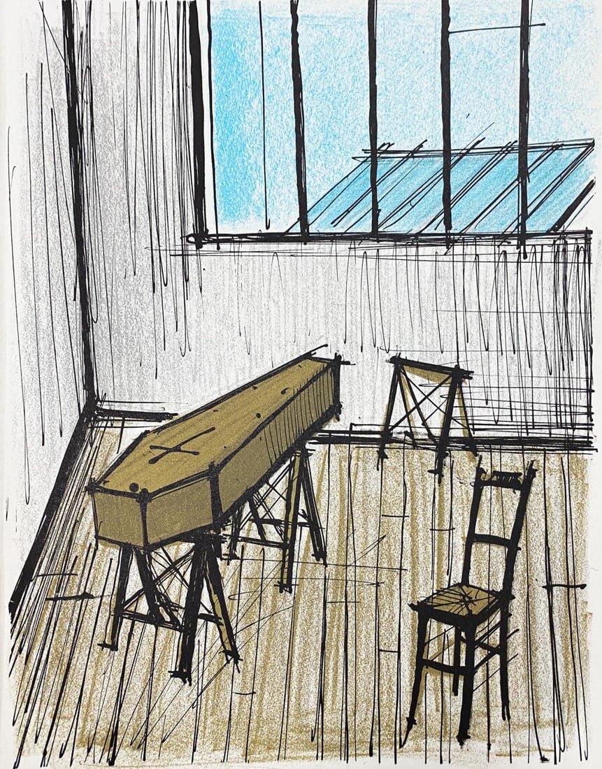 Bernard Buffet - Le Visionnage: Artist: Bernard Buffet Title: Le Visionnage Year: 1979 Dimensions: 10.5in. by 8.175in. Edition: From the Rare Limited Edition Publisher: Fernand Mourolot France