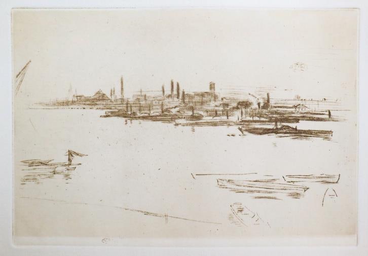 James McNeill Whistler - Battersea (Dawn): Artist: James McNeill Whistler Title: Battersea (Dawn) Dimensions: 4.5in. by 7 in. Edition: From the rare limited edition Publisher: The Fine Art Society in1880 Sui