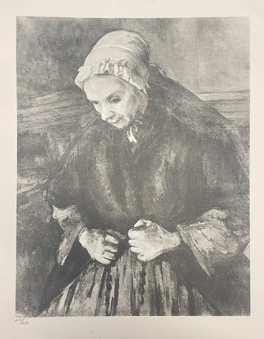 Paul Cezanne (After) - Old Woman with a Rosary: Artist: Paul Cezanne (After) Title: Old Woman with a Rosary Year: 1914 Dimensions: 15in. by 11in. Edition: From the rare limited edition of 250 Publisher: Bernh