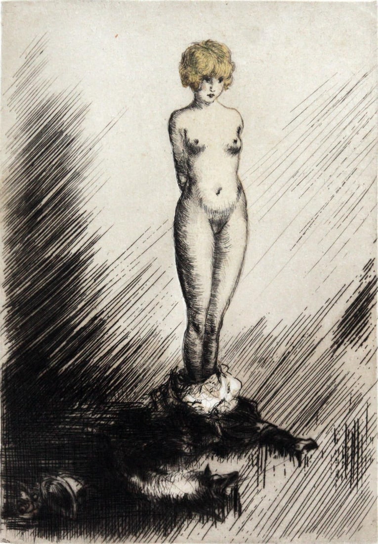 Louis Icart - Exposed from "L'ingenue Libertine": Artist: Louis Icart Title: Exposed from "L'ingenue Libertine" Year: 1926 Dimensions: 9.75in. by 12.75in. Edition: From the rare limited edition of 500 Suite: L'ingenue Libe