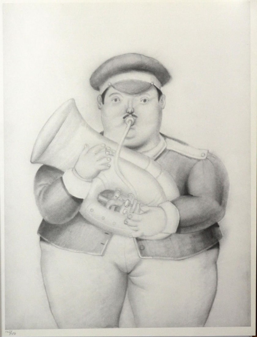 Fernando Botero (After) - Musicien: Artist: Fernando Botero (After) Title: Untitled From "Dessins et Aquarelles" Year: 1984 Dimensions: 13in. by 15.75in. Edition: From the limited edition Publisher: Editions