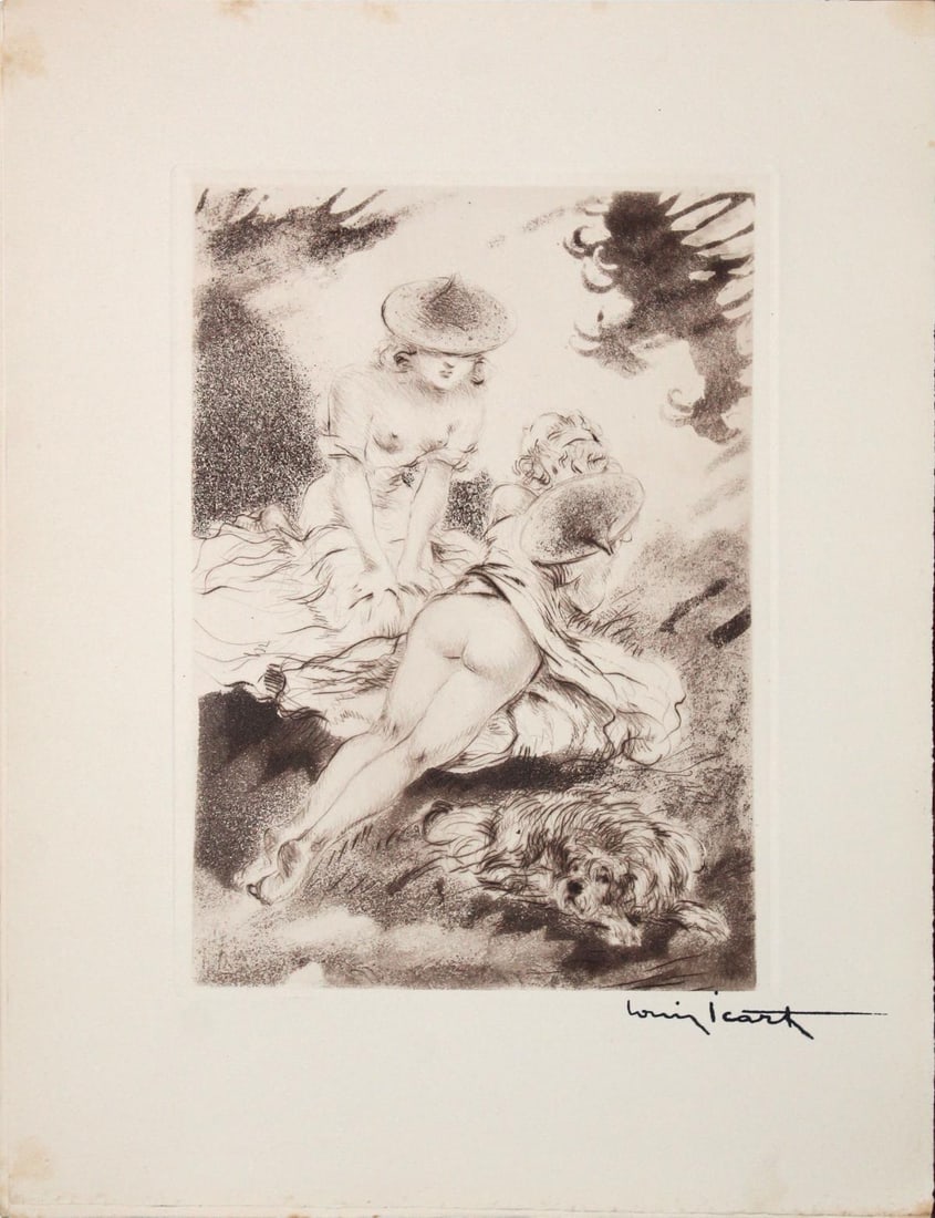 Louis Icart - Untitled from "Les Amours de Psyche de: Artist: Louis Icart Title: Untitled from "Les Amours de Psyche de Cupidon" Year: 1949 Dimensions: 12 1/2in. by 9 3/4in. Edition: From the rare limited edition of 50 Publisher:<