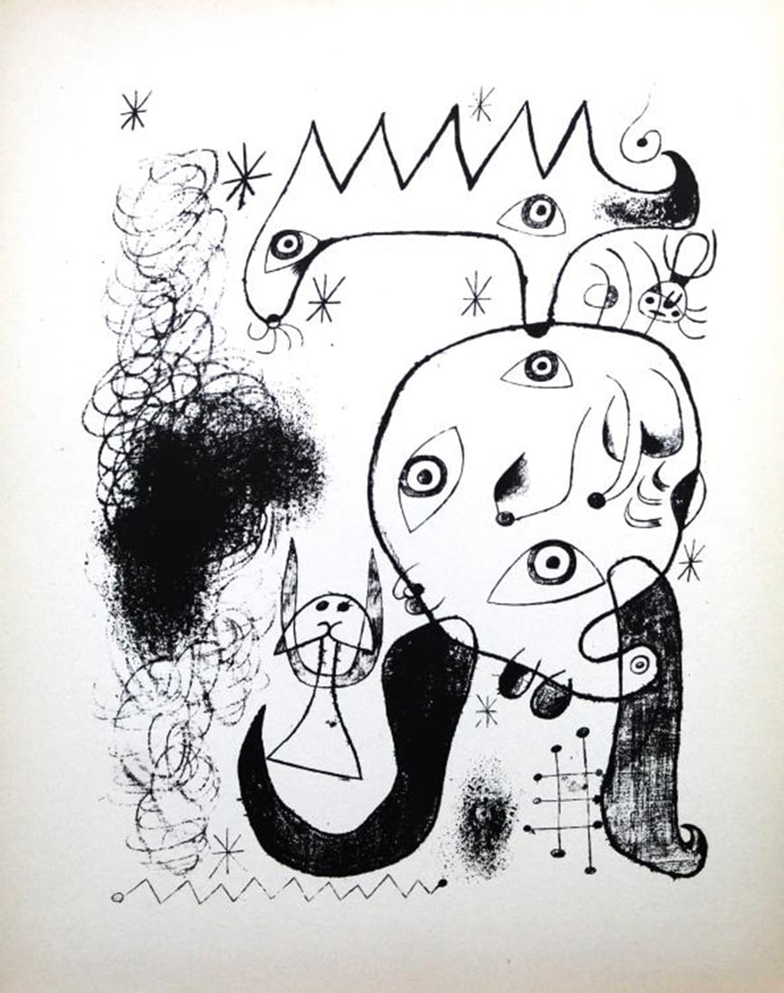 Joan Miro - Lithograph XIV: Artist: Joan Miro Title: Lithograph XLVIII Year: 1947 Dimensions: 11in. by 8.5in. Edition: from rare edition of 1500 Publisher: Curt Valentin Medium: