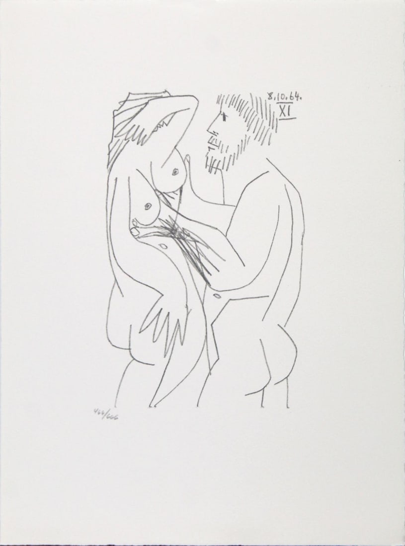 Pablo Picasso (After)- Untitled (8.10.64 XI): Artist: Pablo Picasso (After) Title: Untitled (8.10.64 XI) Year: 1970 Dimensions: 13in. by 10in. Edition: From the rare limited edition of 666 Publisher: Harry