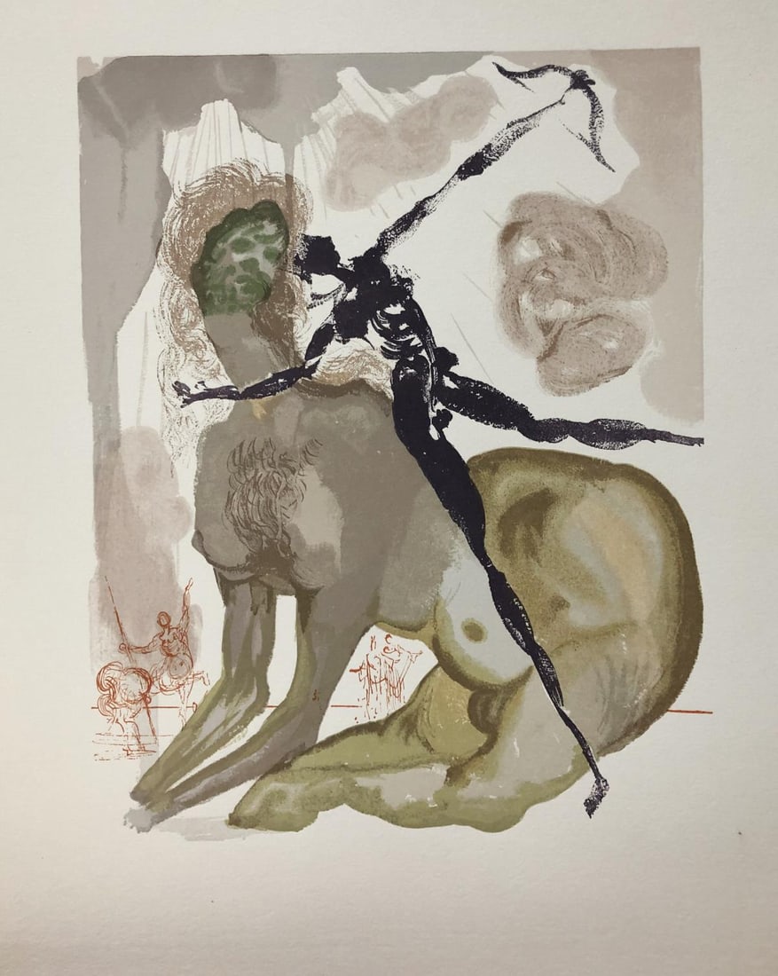 Salvidor Dali - The Minotaur: Artist: Salvidor Dali Title: The Minotaur Year: 1964 Dimensions: 13in. by 10in. Edition: From the rare limited edition Suite: The Divine Comedy Mediu
