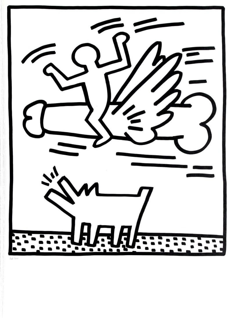 Keith Haring - Flying Cock (from Lucio Amelio Suite): Artist: Keith Haring Title: Flying Cock (from Lucio Amelio Suite) Year: 1983 Dimensions: 18.5in. by 13in. Edition: From the limited edition of 300 Publisher: Ga