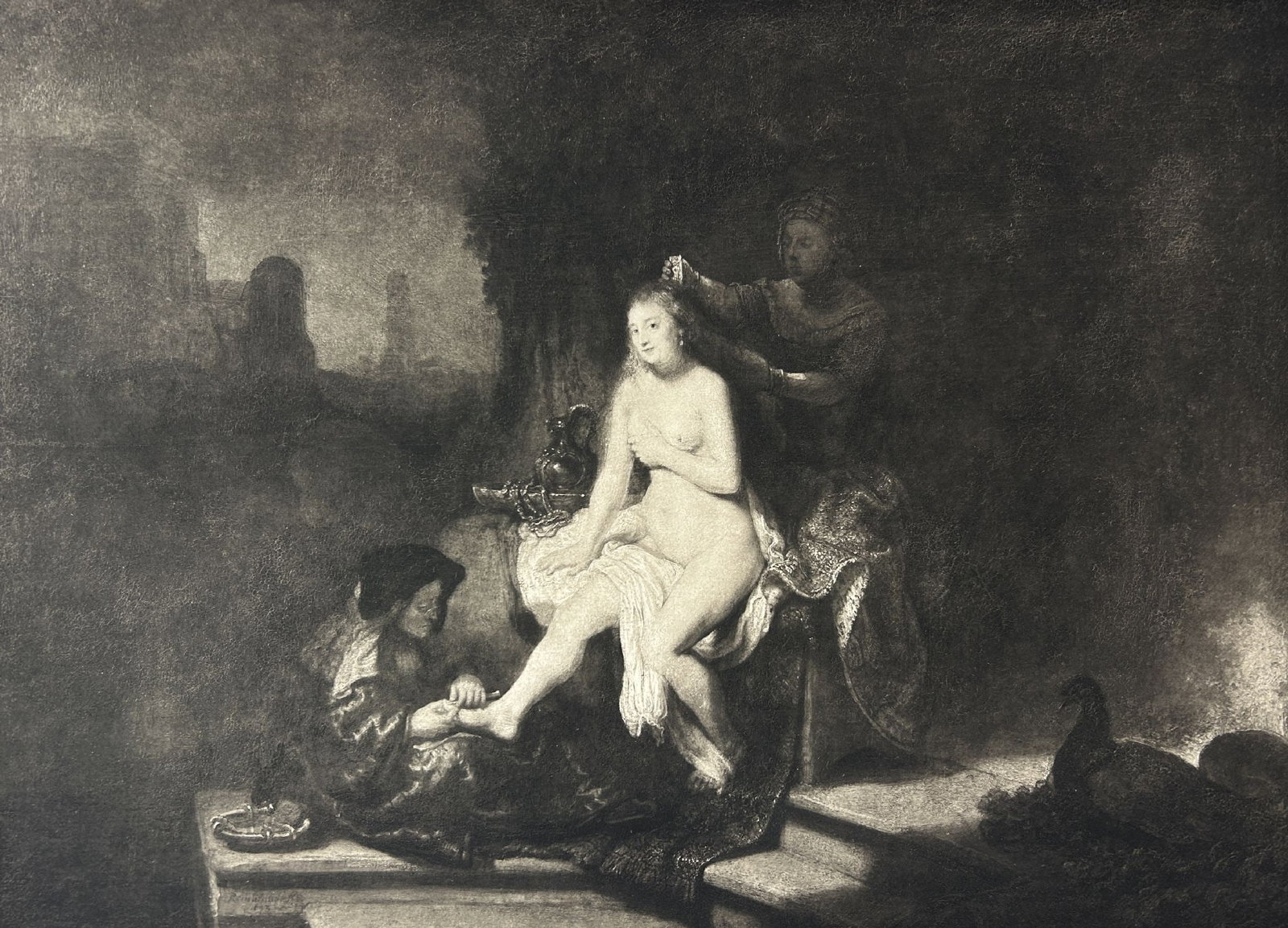 Rembrandt van Rijn (After) - Bathsheba At Her Bath: Artist: Rembrandt van Rijn (After) Title: Bathsheba At Her Bath Year: 1898 Dimensions: 26 7/8 x 20 7/8 in. Edition: from the limited edition Publisher: Scheltem