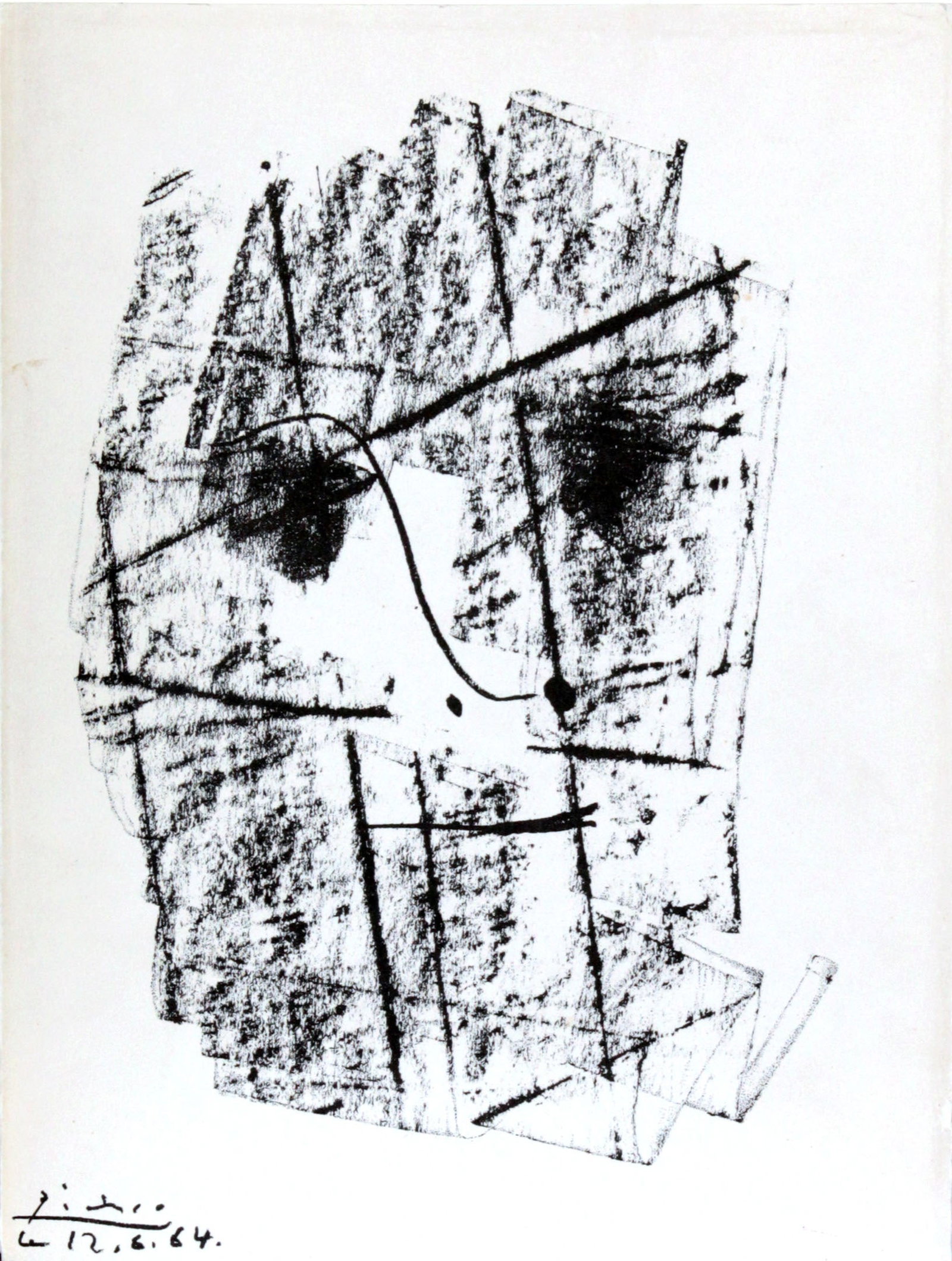 Pablo Picasso - Cubist Portrait of Kahnweiler: Artist: Pablo Picasso Title: Cubist Portrait of Kahnweiler Year: 1964 Dimensions: 11 5/8in. by 8 7/8in. Edition: From the rare limited edition Suite: Pour Kahnw