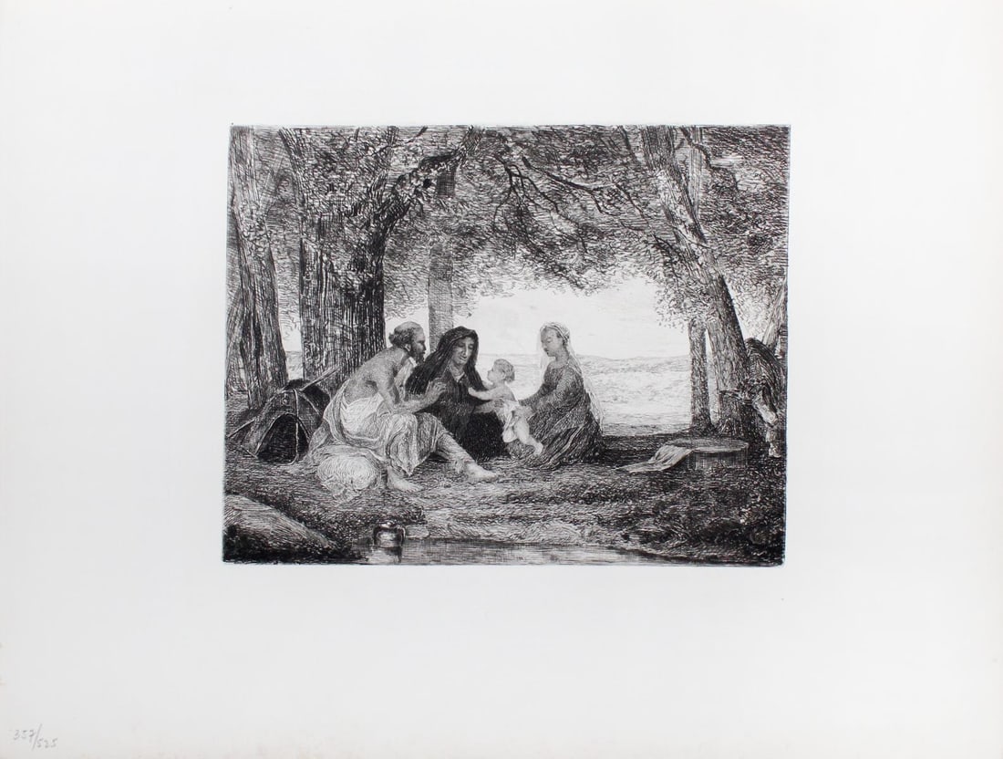Alexandre-Gabriel Decamps (After) - Repos de la: Artist: Alexandre-Gabriel Decamps (After)Title: Repos de la Sainte-FamilleYear: 1897Dimensions: 12 1/2in. by 10in.Weight: 9Edition: From the rare limited edition of 525Publisher: Boudet / Tallandier: