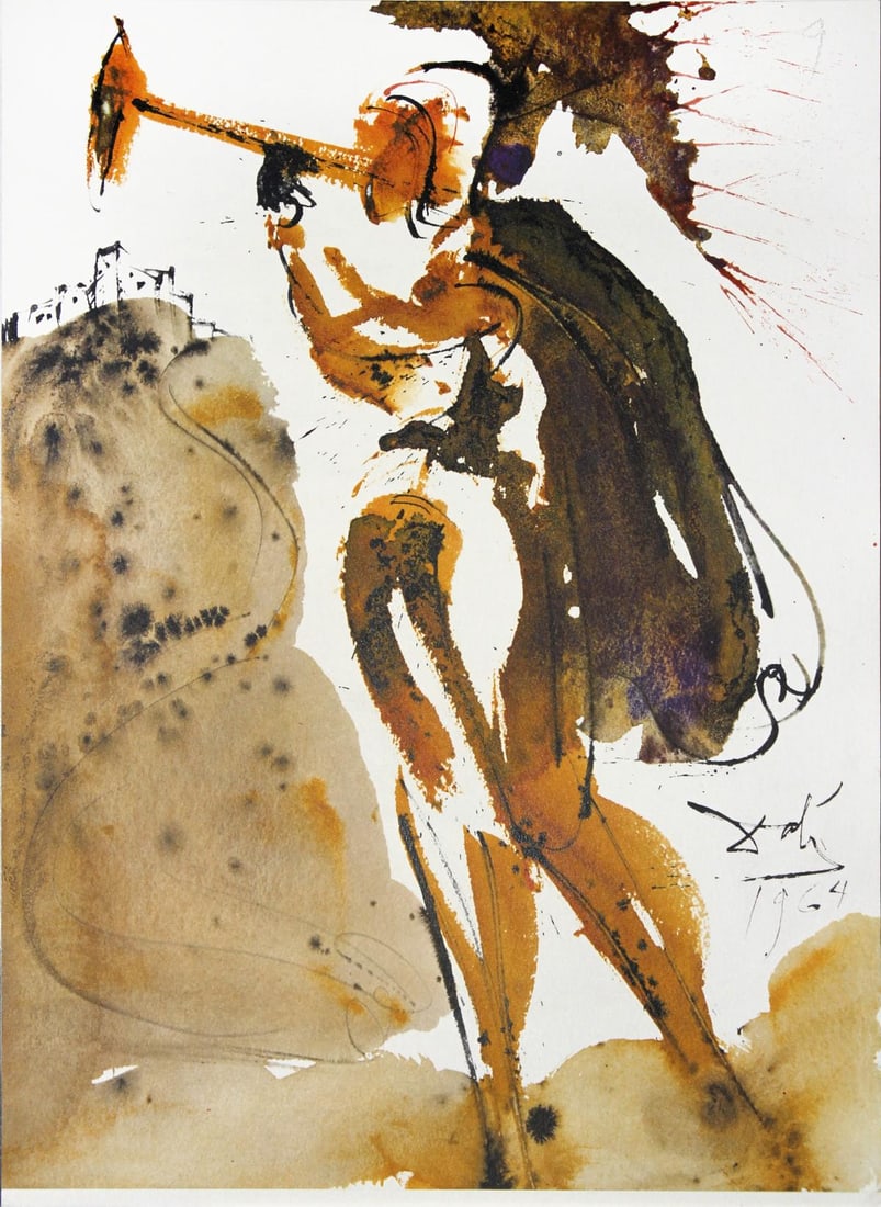 Salvador Dali - Canite Tuba in Sion: Artist: Salvador Dali Title: Canite Tuba in Sion Year: 1969 Dimensions: 13.75in. by 19in. Edition: From the rare limited edition Publisher: Rizzoli Editions Milan