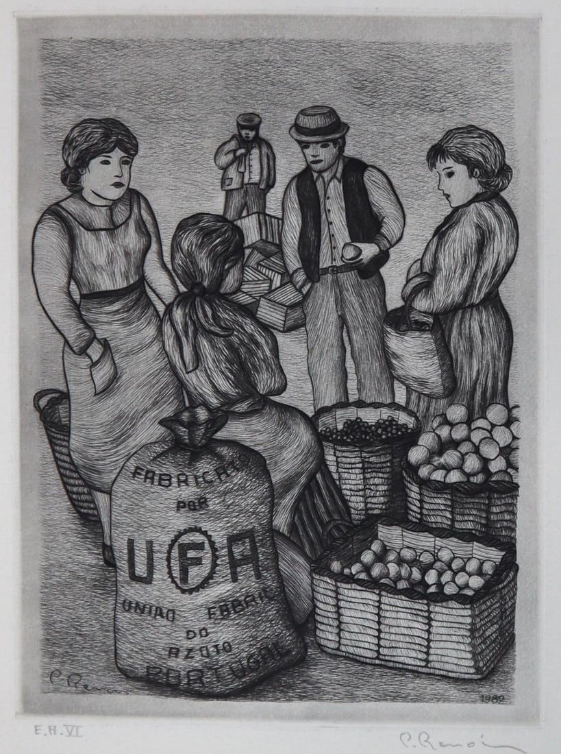Pierre Roland Renoir - Les Marchands (The Merchants): Artist: Pierre Roland Renoir Title: Les Marchands (The Merchants) Year: 1982 Dimensions: 9in. by 7in. Edition: E. A.(VI) from the rare edition Medium: Original